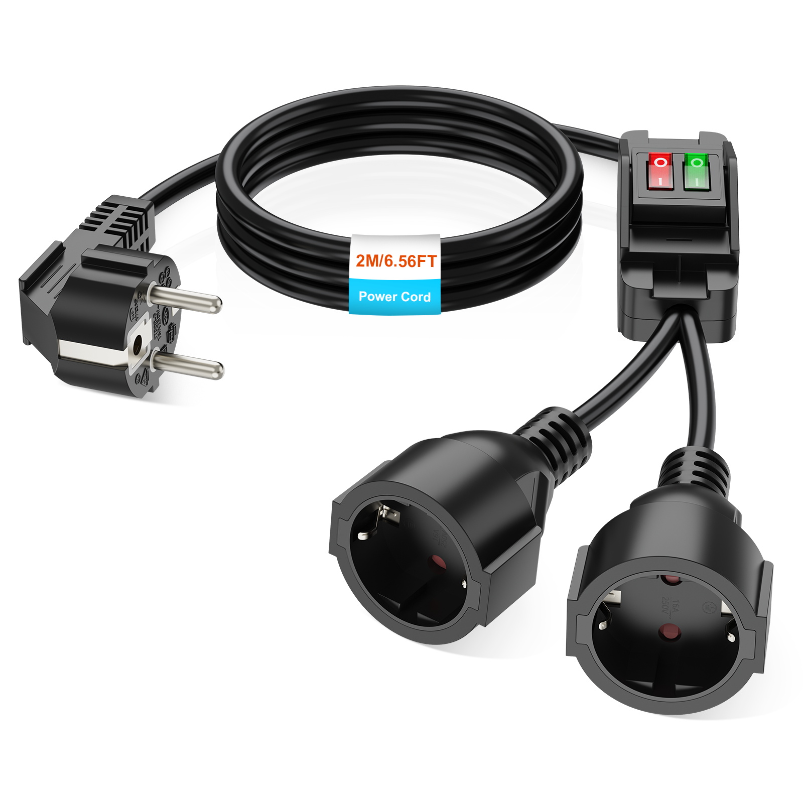 Outdoor Power Outlet Extension - Eu plug 40cm/2m extension cord dual