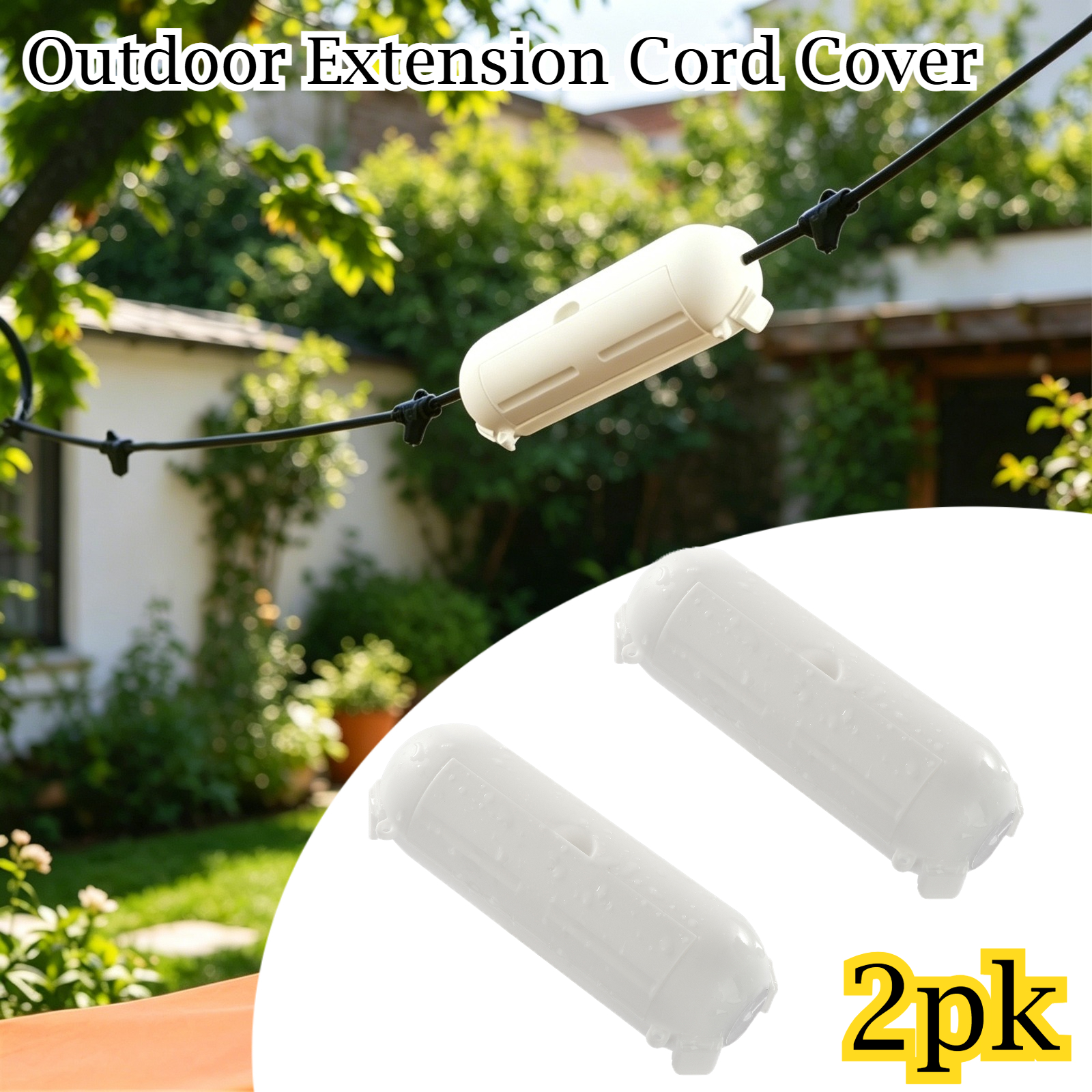 Outdoor Power Extension Cord - 2 Pack Waterproof Outdoor Connection Box
