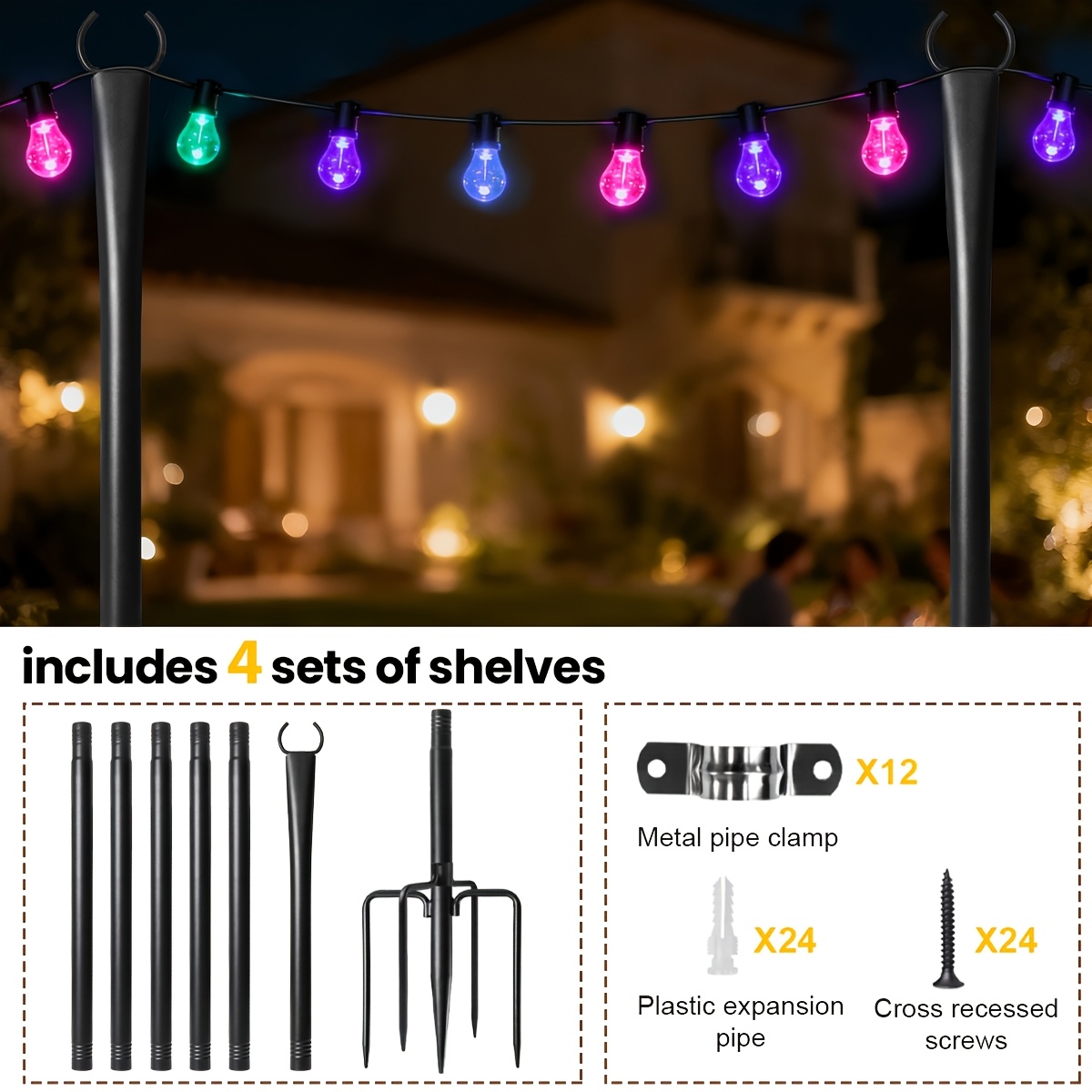 Outdoor Power Vac - Pack of Four Sturdy Metal Poles,