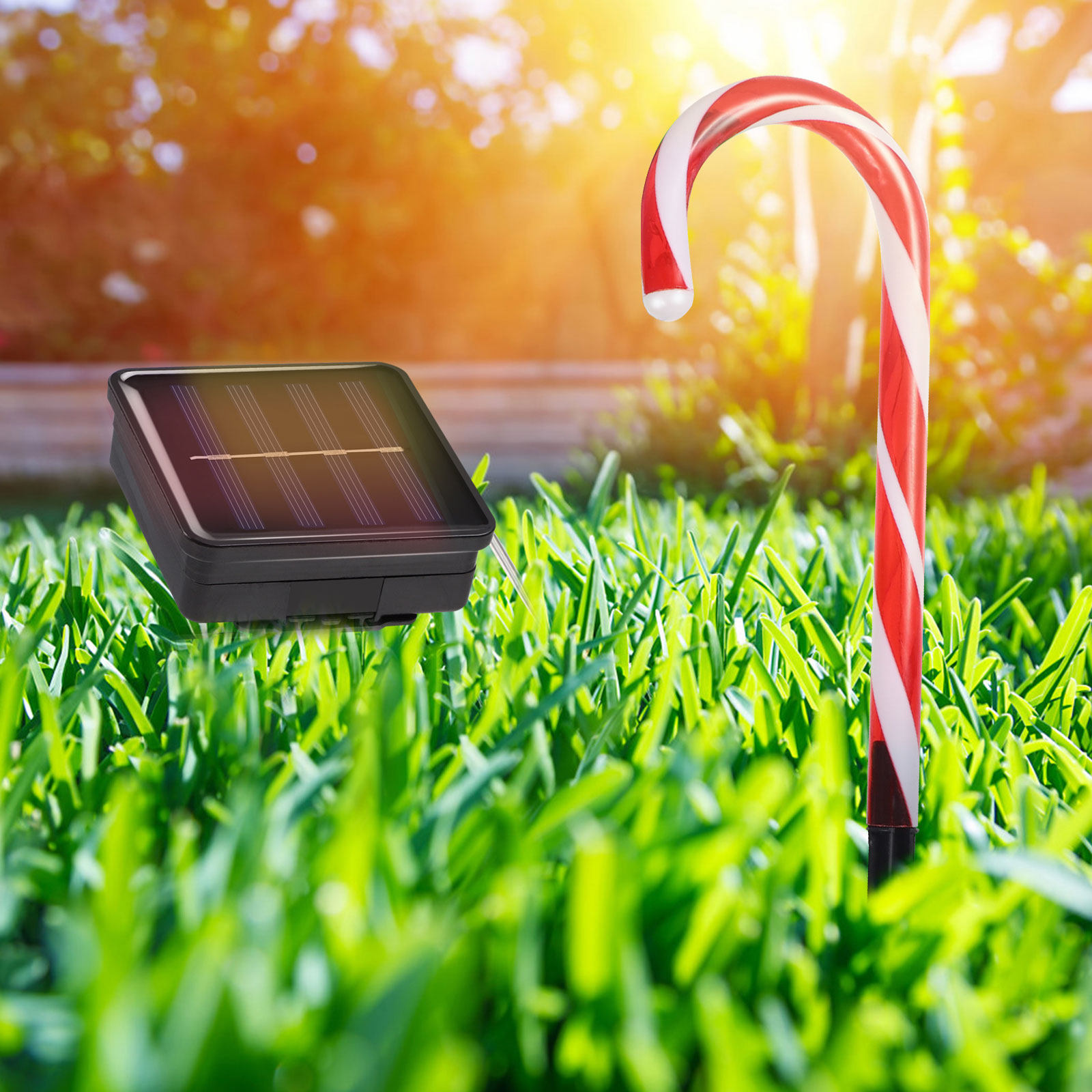 Outdoor Power For Xmas Lights - 2Sets Solar Powered LED Candy Cane