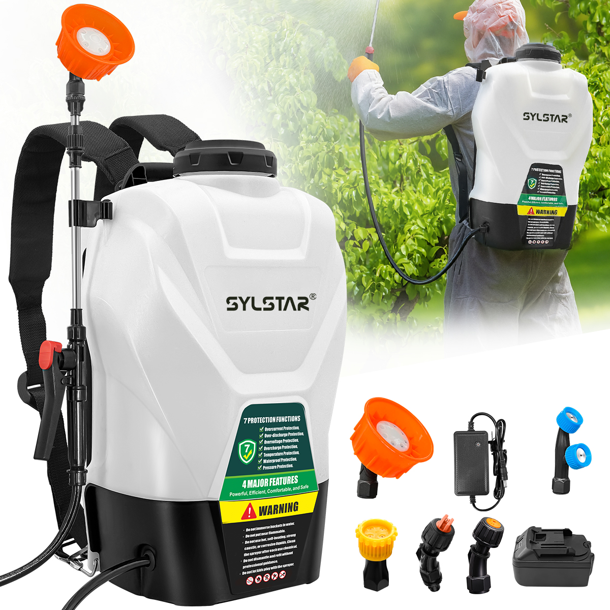 Electric Sprayer Backpack - 4.2 Gallon Backpack Sprayer Battery Powered,100