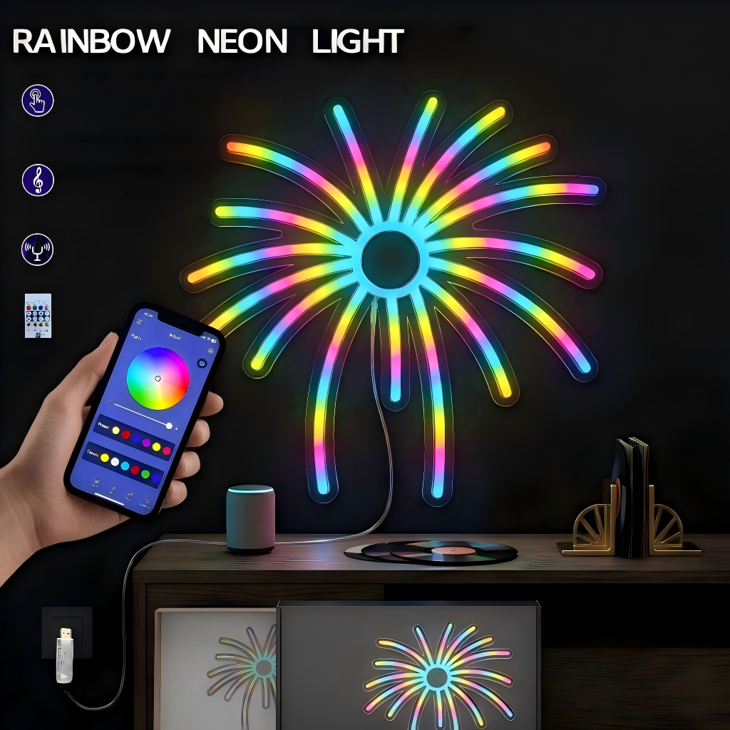 RGB Fireworks Neon Sign LED Li - مراجعة Outdoor Power For Xmas Lights وسعره