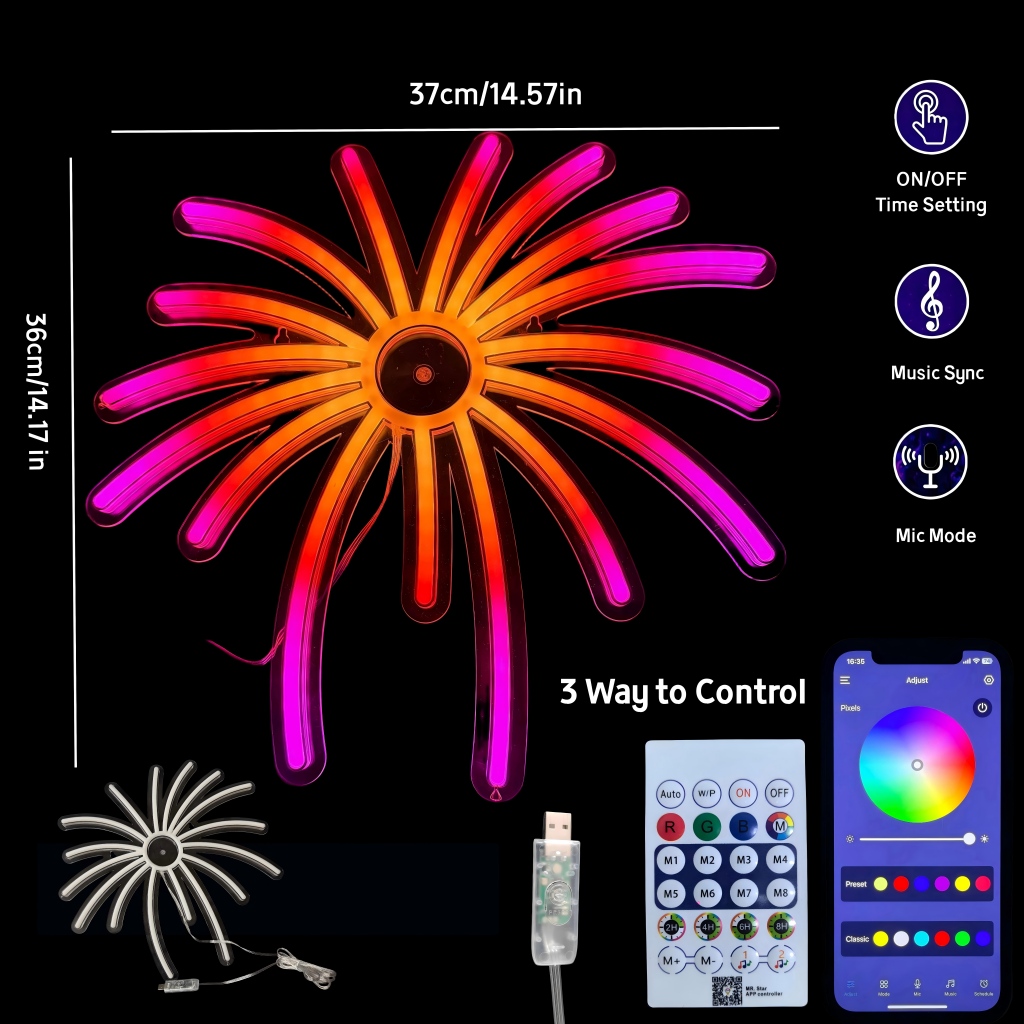 RGB Fireworks Neon Sign LED Li - مراجعة Outdoor Power For Xmas Lights وسعره