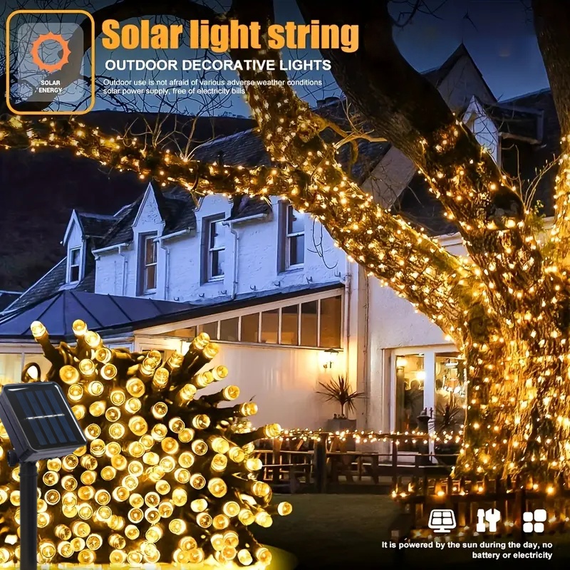 5M-32M LED Solar String Lights - مراجعة Outdoor Power For Xmas Lights وسعره