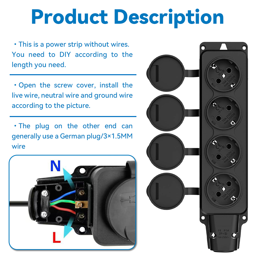 Eu Germany 1/4 circuit waterpr - مراجعة Outdoor Power Outlet Extension وسعره