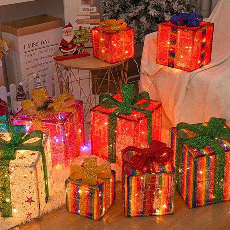 3Pcs/Set LED Christmas Gift Bo - مراجعة Outdoor Power For Xmas Lights وسعره