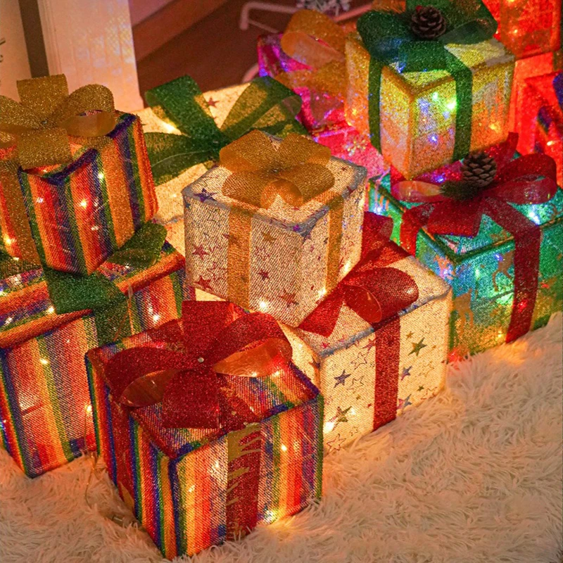 3Pcs/Set LED Christmas Gift Bo - مراجعة Outdoor Power For Xmas Lights وسعره