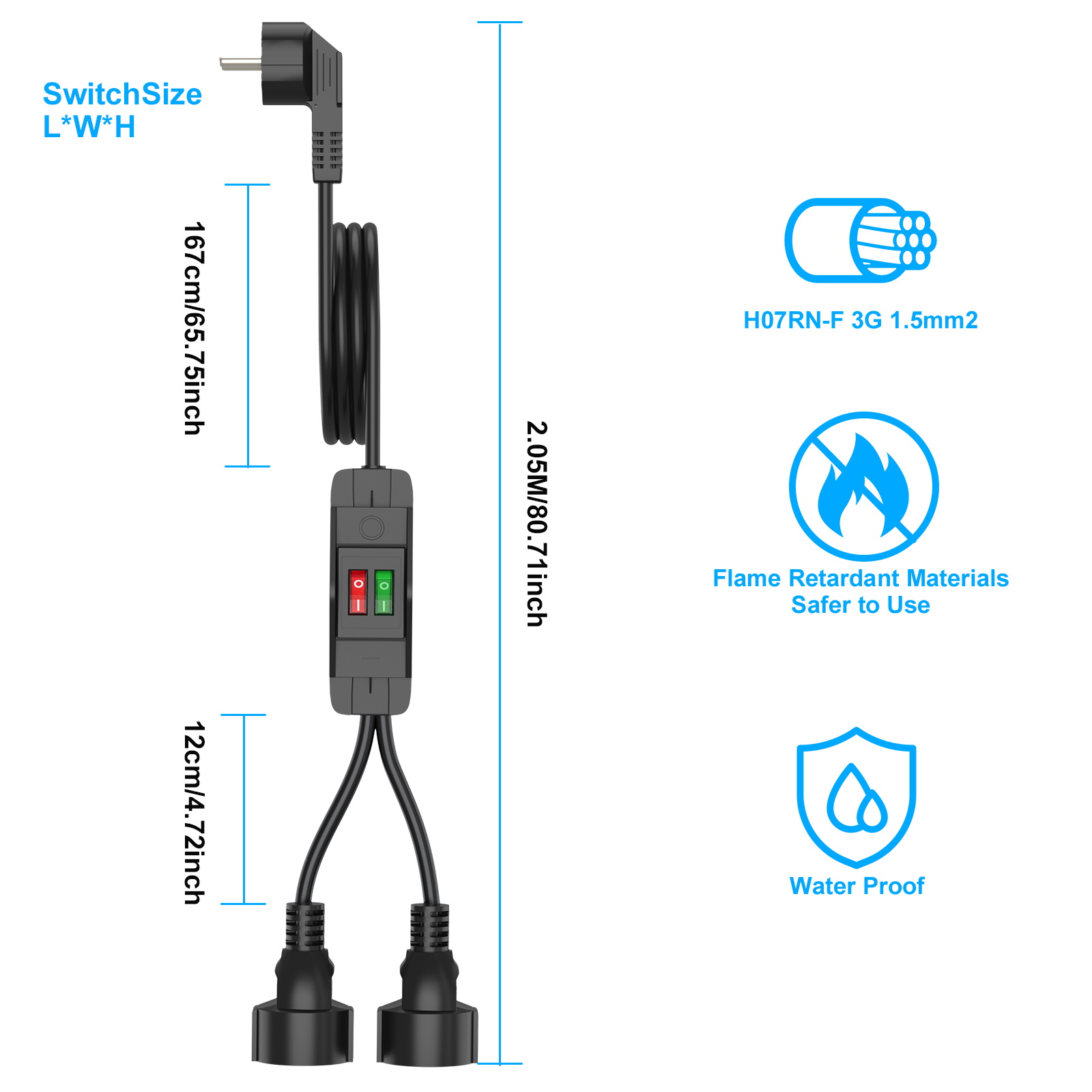 Eu plug 40cm/2m extension cord - مراجعة Outdoor Power Outlet Extension وسعره