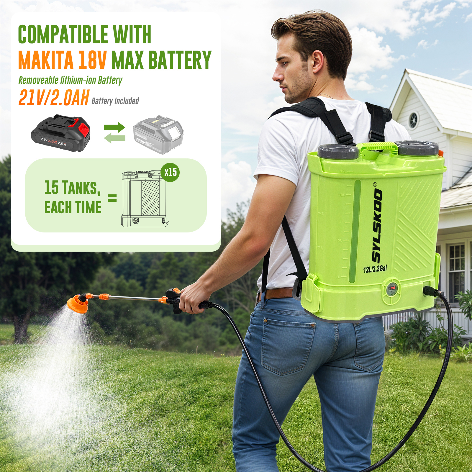 3.2 Gallon Backpack Battery Po - مراجعة Electric Sprayer Backpack وسعره