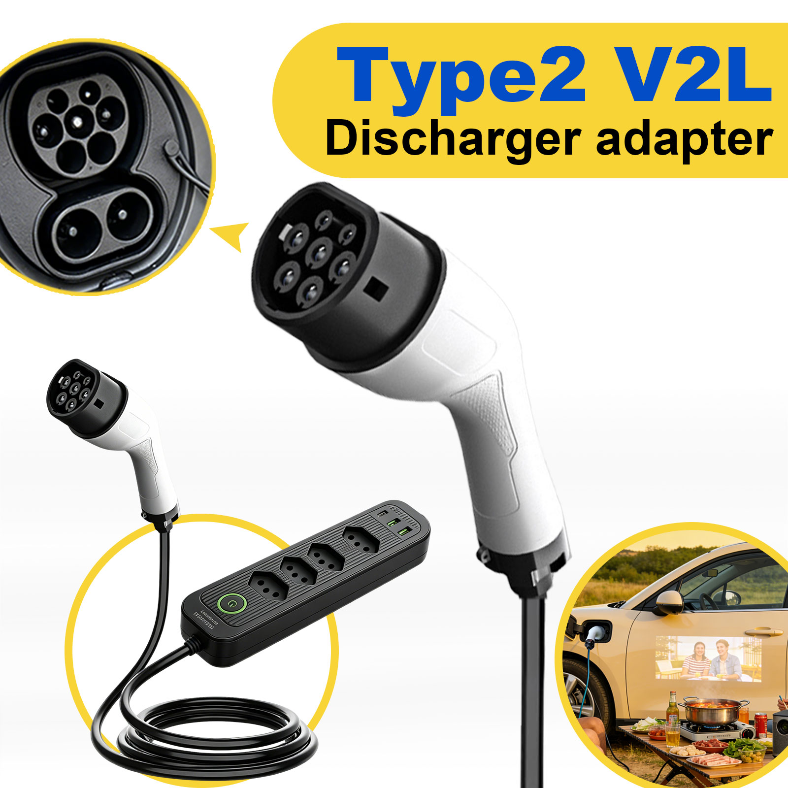 Type2 V2L Discharge Adapter 16 - مراجعة Outdoor Power Rack وسعره