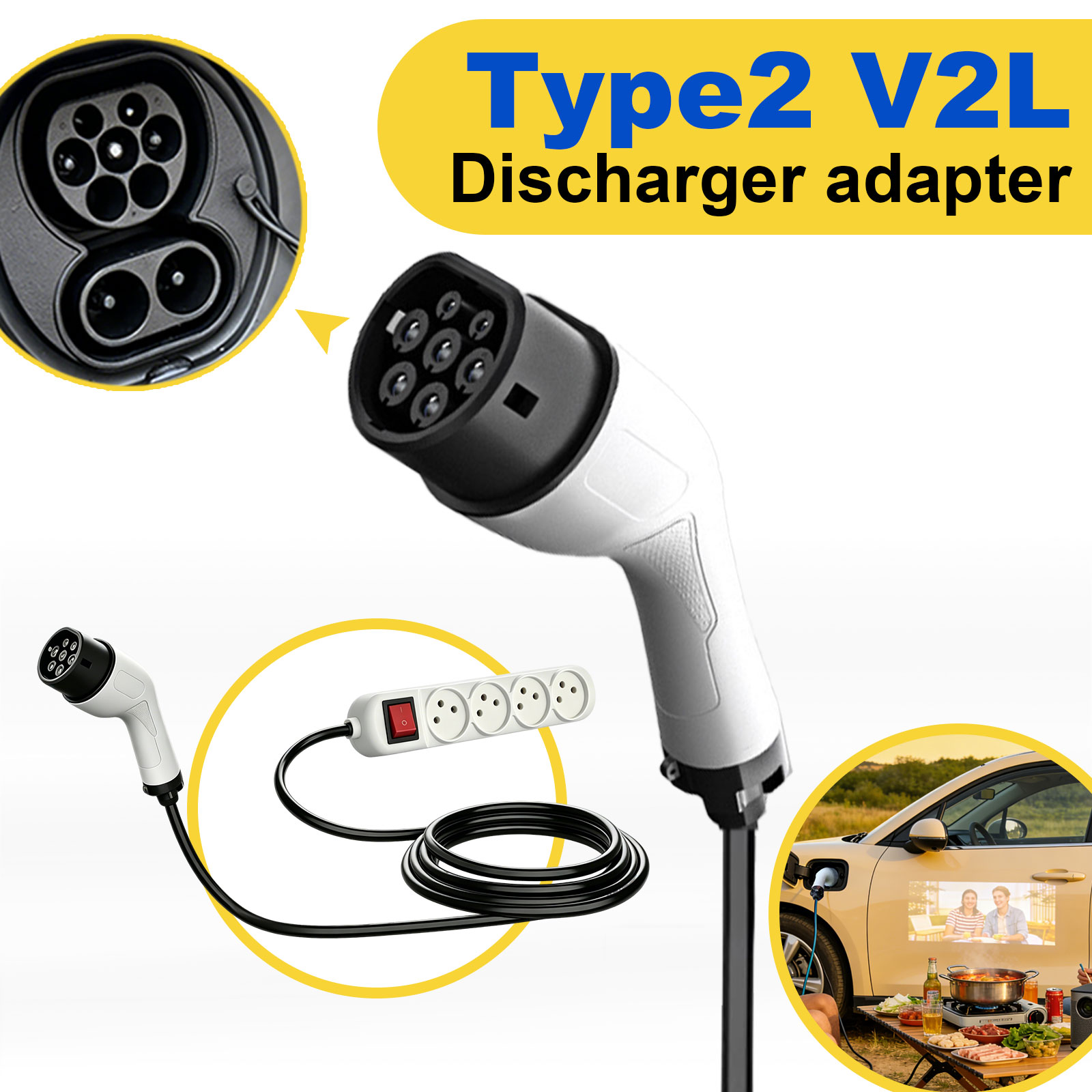 Type2 V2L Discharge Adapter Is - مراجعة Outdoor Power Outlet Extension وسعره