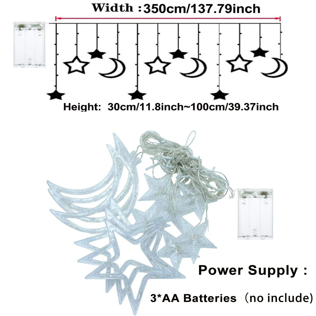 3.5m Star Moon LED Curtain Str - مراجعة Outdoor Power For Xmas Lights وسعره