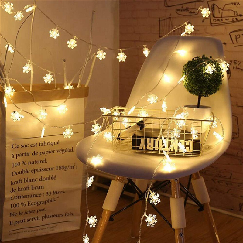 3X 20LED Snowflake String Ligh - مراجعة Outdoor Power For Xmas Lights وسعره