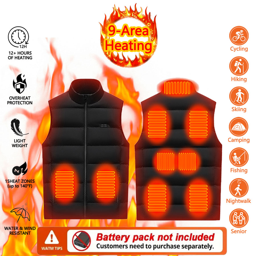 9 Area Heating Vest Men Women  - مراجعة Outdoor Powersports وسعره