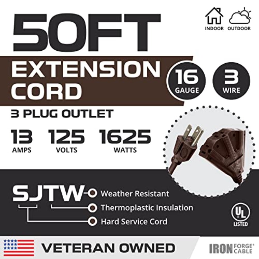 50Feet Outdoor Extension Cord  - مراجعة Outdoor Power Outlet Extension وسعره