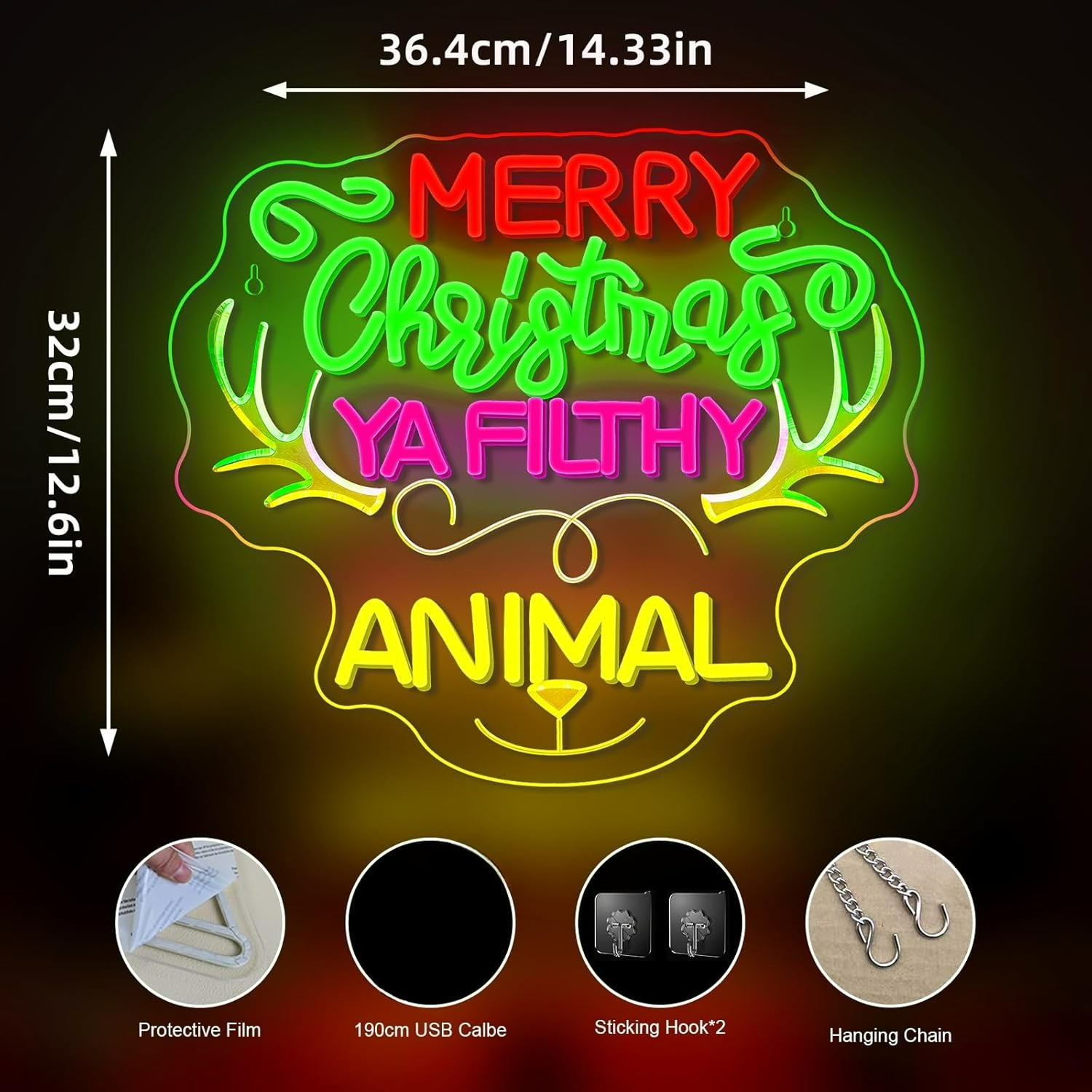 Reindeer Christmas Neon Sign U - مراجعة Outdoor Power For Xmas Lights وسعره
