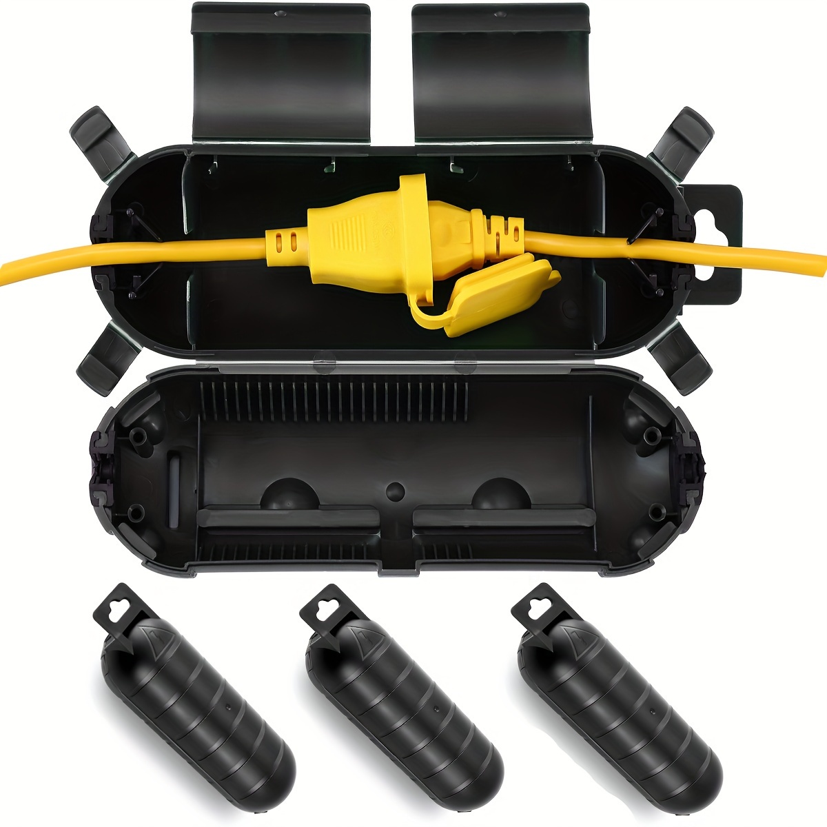 1/3pcs Waterproof Black Extens - مراجعة Outdoor Power Extension Cord وسعره