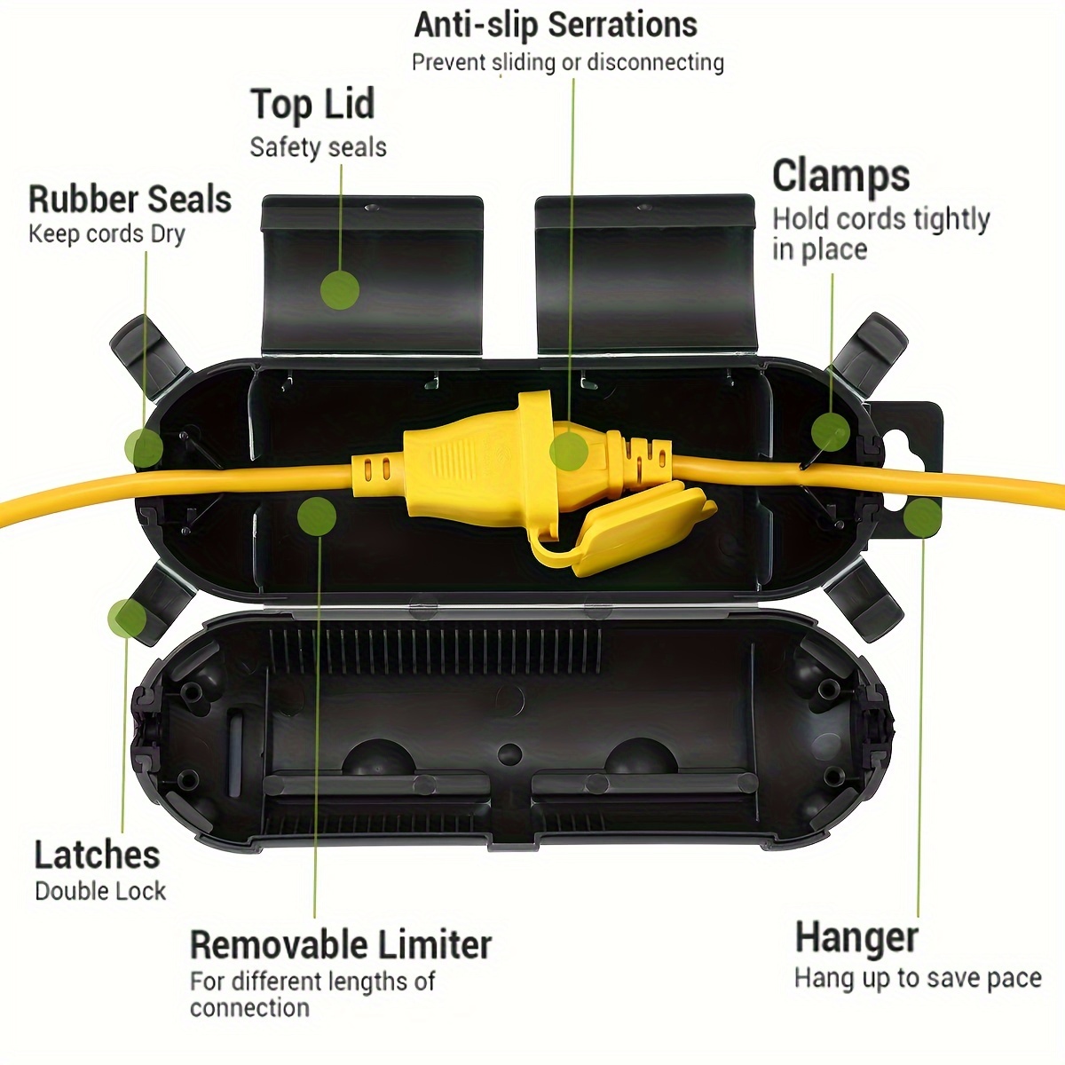 1/3pcs Waterproof Black Extens - مراجعة Outdoor Power Extension Cord وسعره