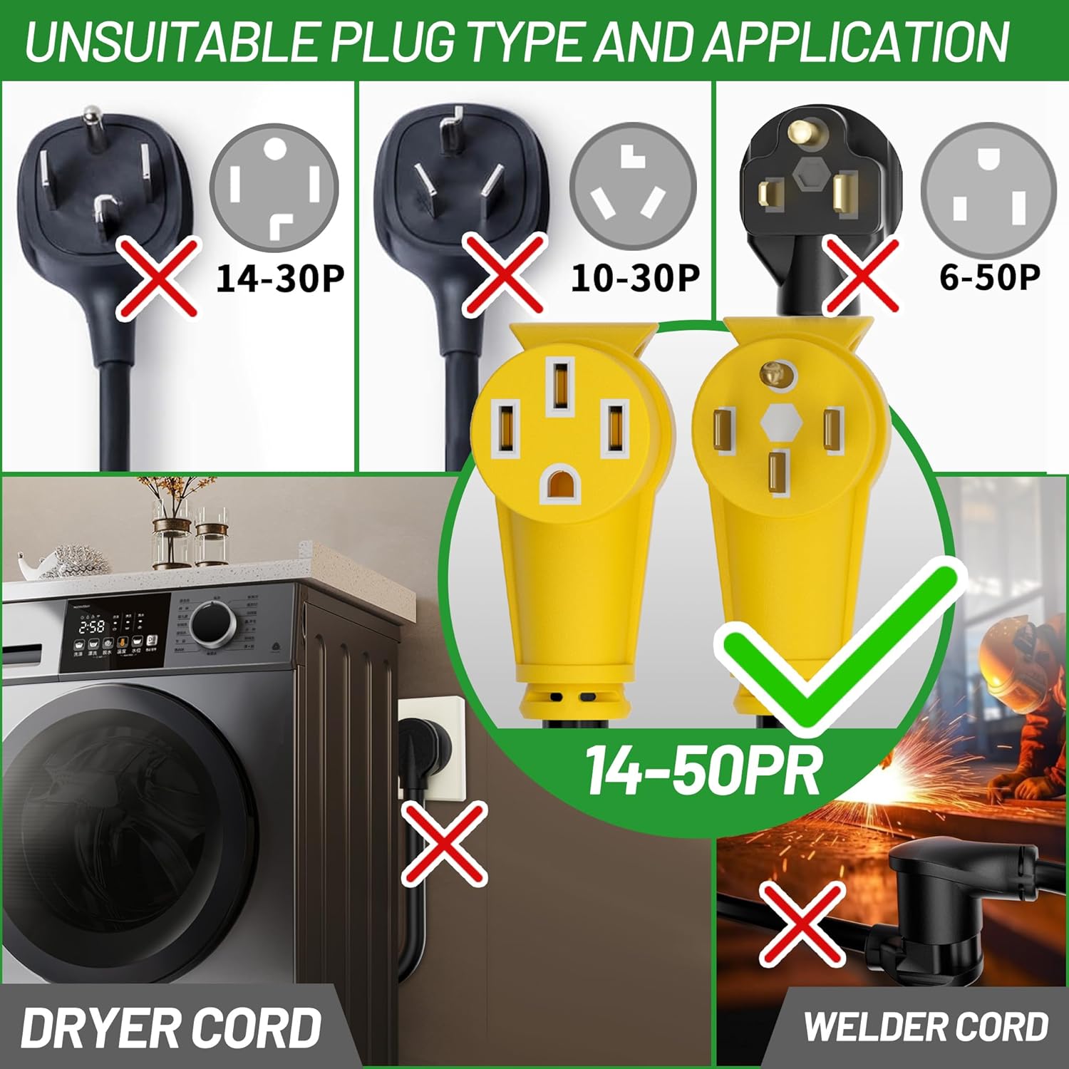 NEMA 14-50P to NEMA 14-50R 50  - مراجعة Outdoor Power Extension Cord وسعره