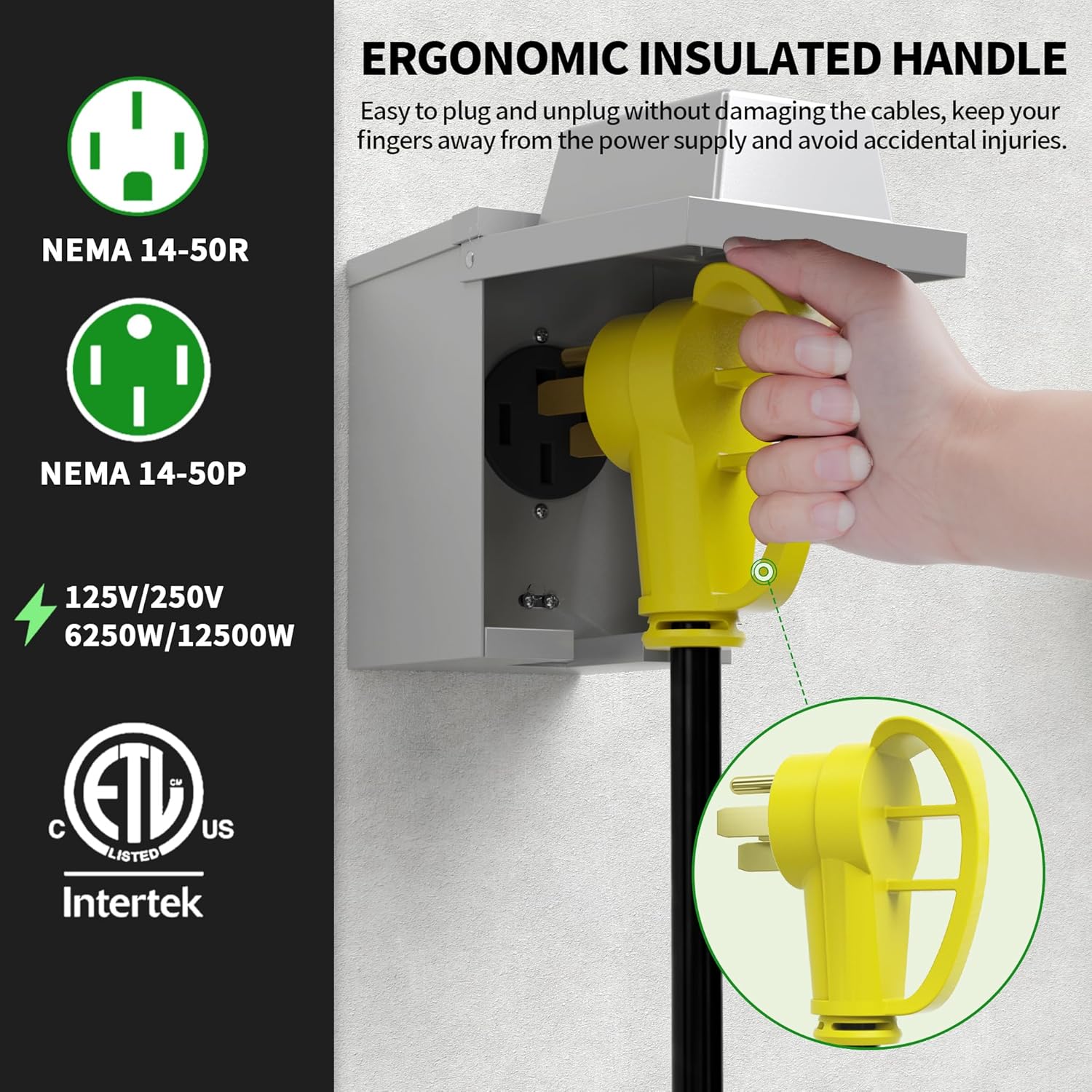 NEMA 14-50P to NEMA 14-50R 50  - مراجعة Outdoor Power Extension Cord وسعره