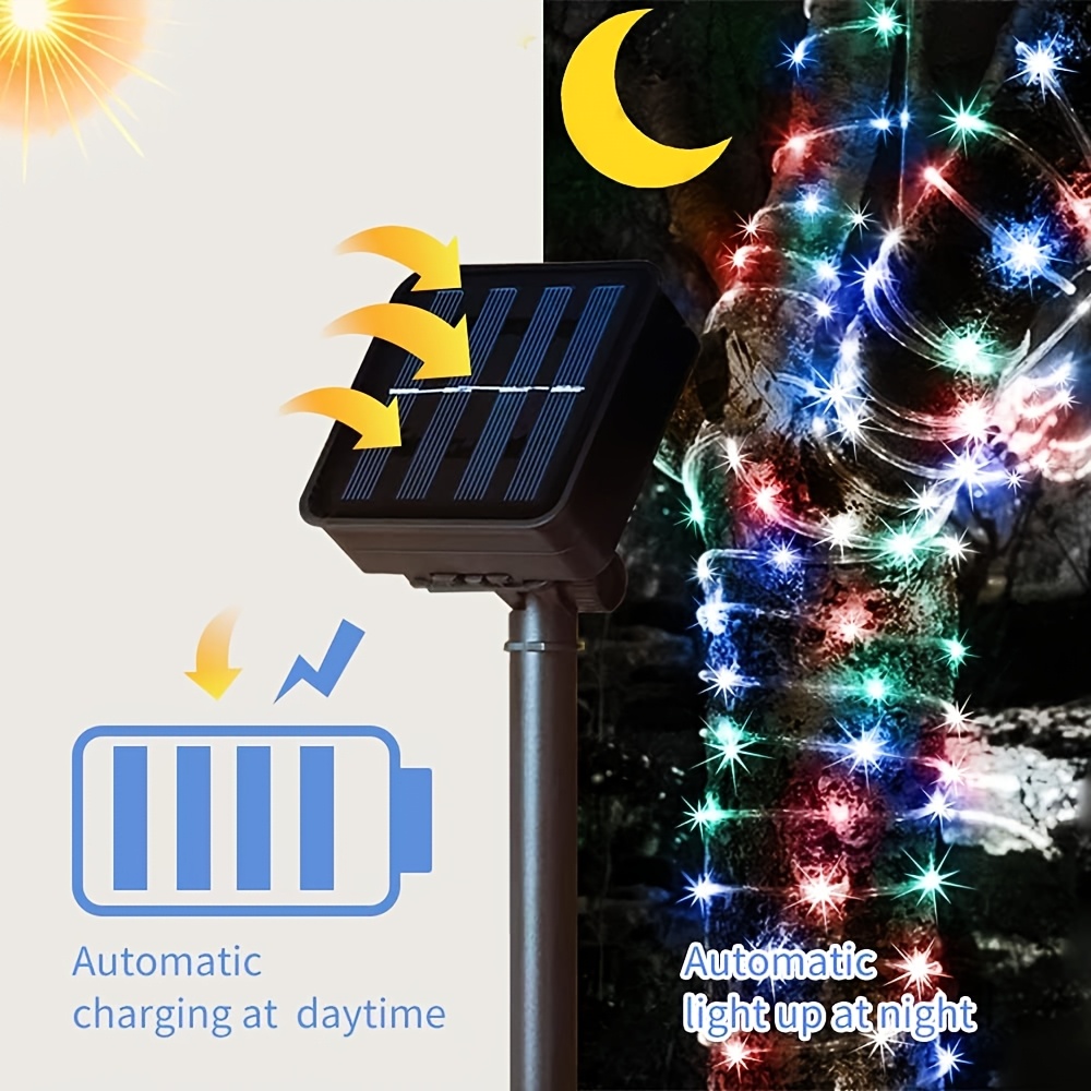 Solar Rope Light 8 Mode Waterp - مراجعة Outdoor Power For Xmas Lights وسعره