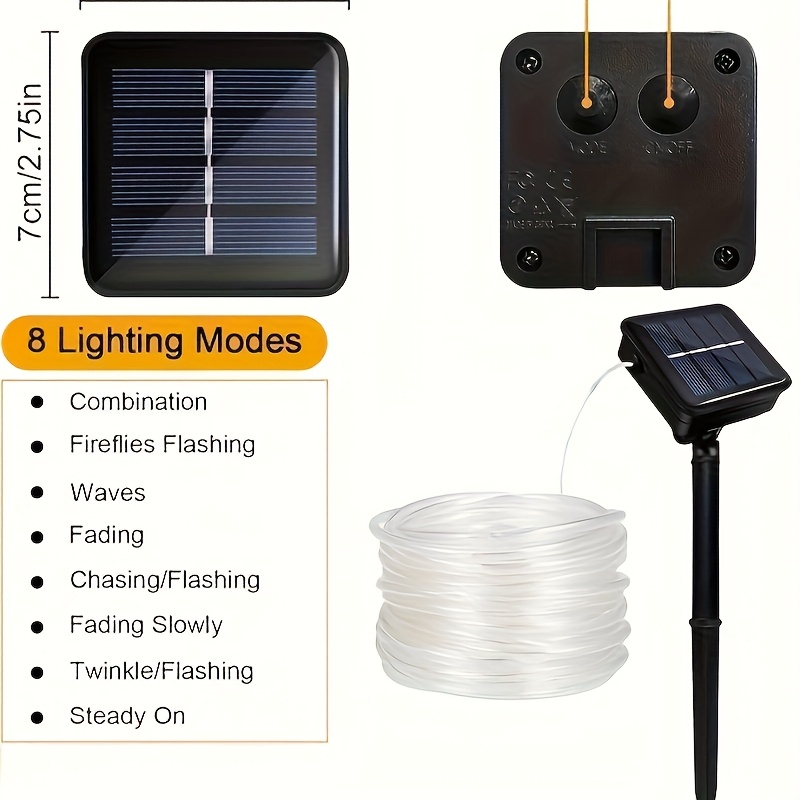 Solar Rope Light 8 Mode Waterp - مراجعة Outdoor Power For Xmas Lights وسعره