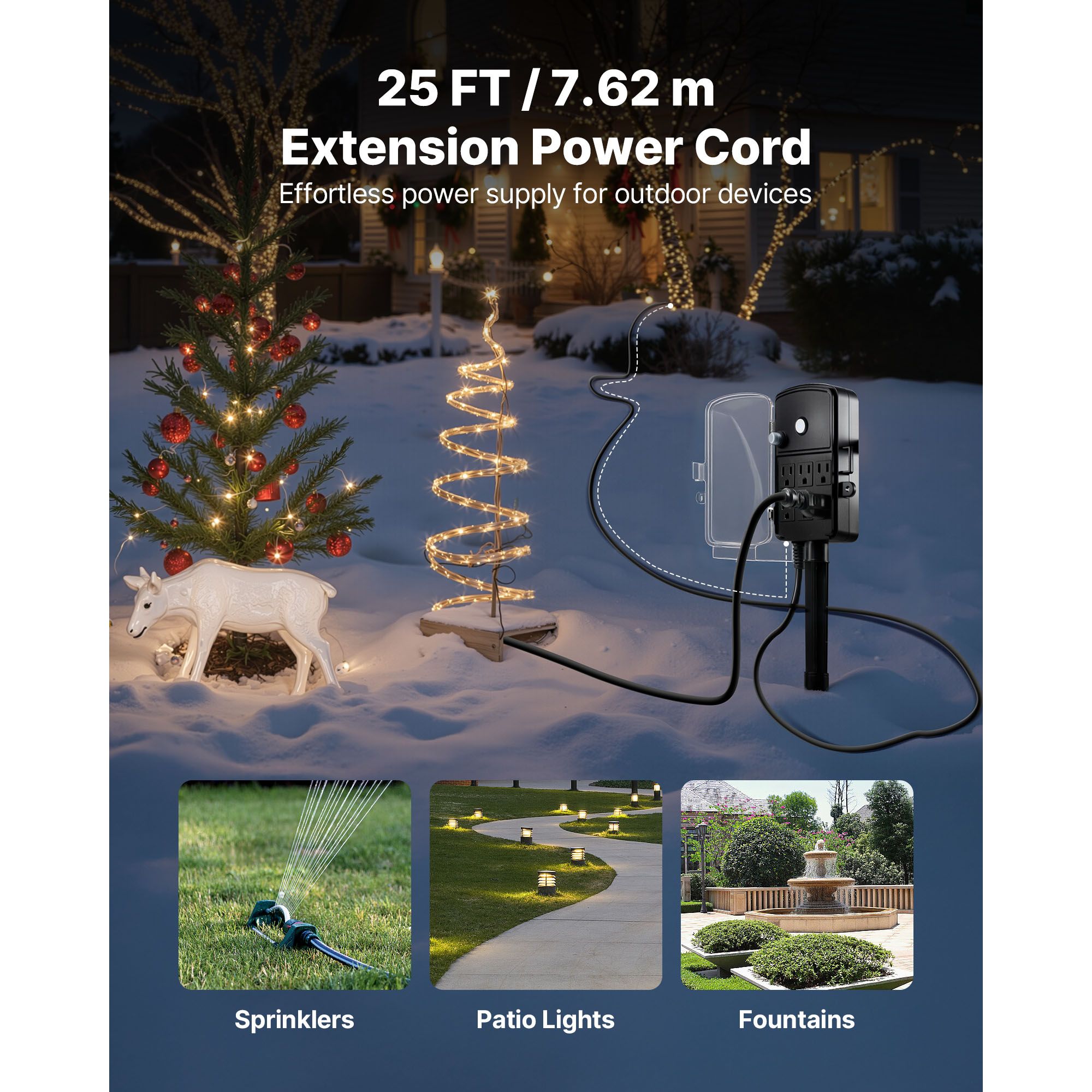 Outdoor Power Stake 25FT Exten - مراجعة Outdoor Power Extension Cord وسعره