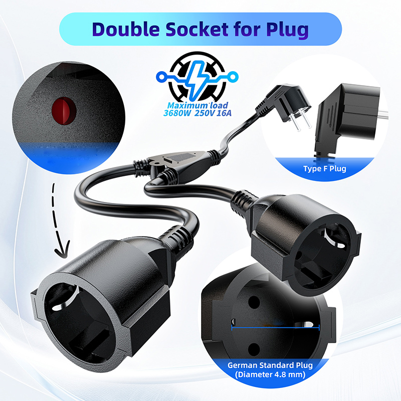 EU Power Splitter Cord 1X2 Eur - مراجعة Outdoor Power Outlet Extension وسعره